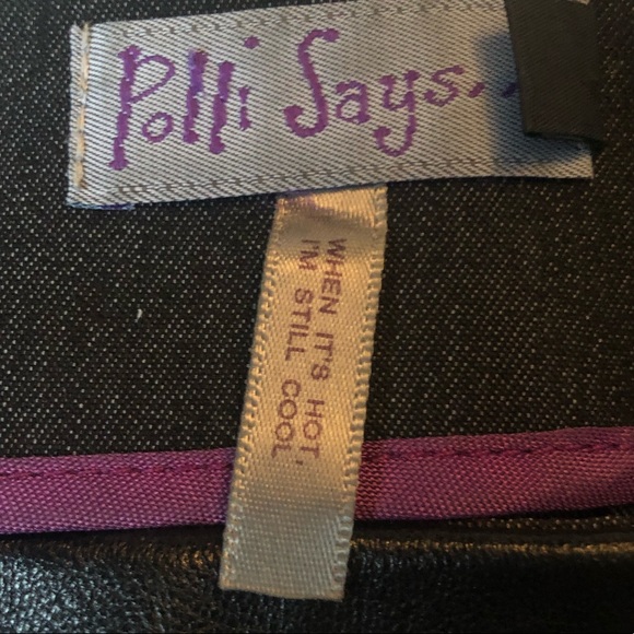 Polli Says black skirt with leather appliqués Sz 2 - Picture 3 of 3